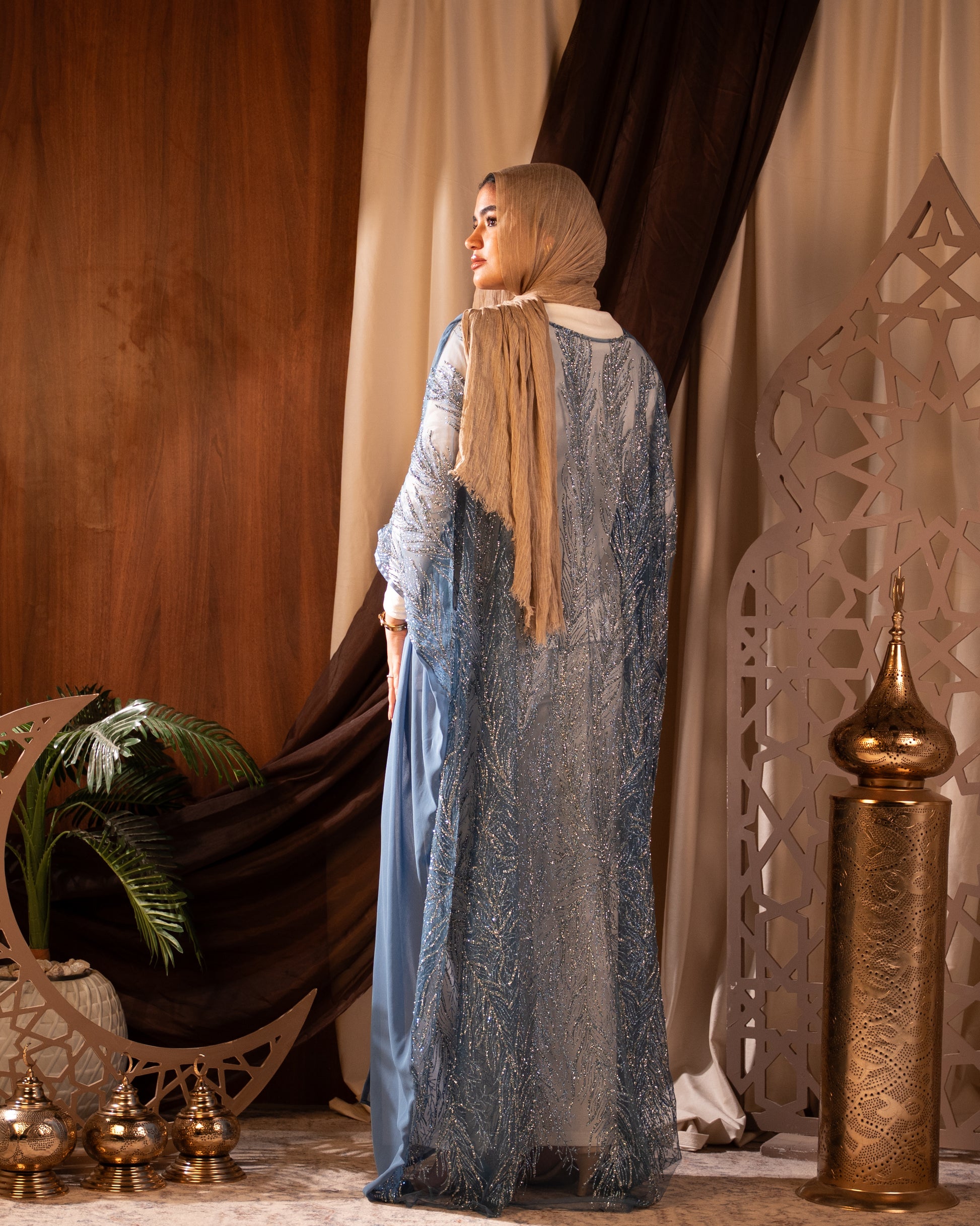 Chiffon with embroidered back