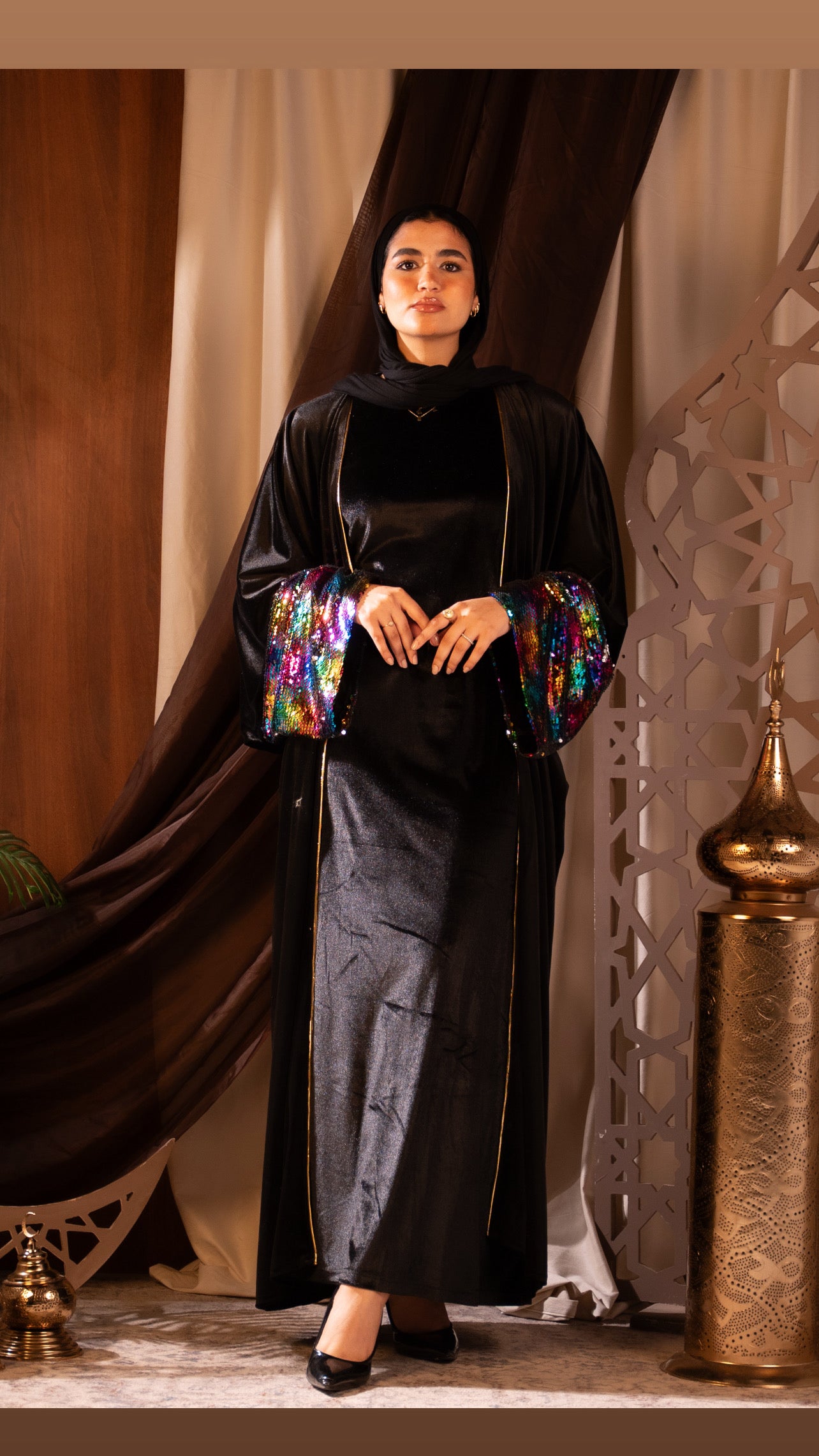 Velvet Kaftan with Embroidery on the sleeve