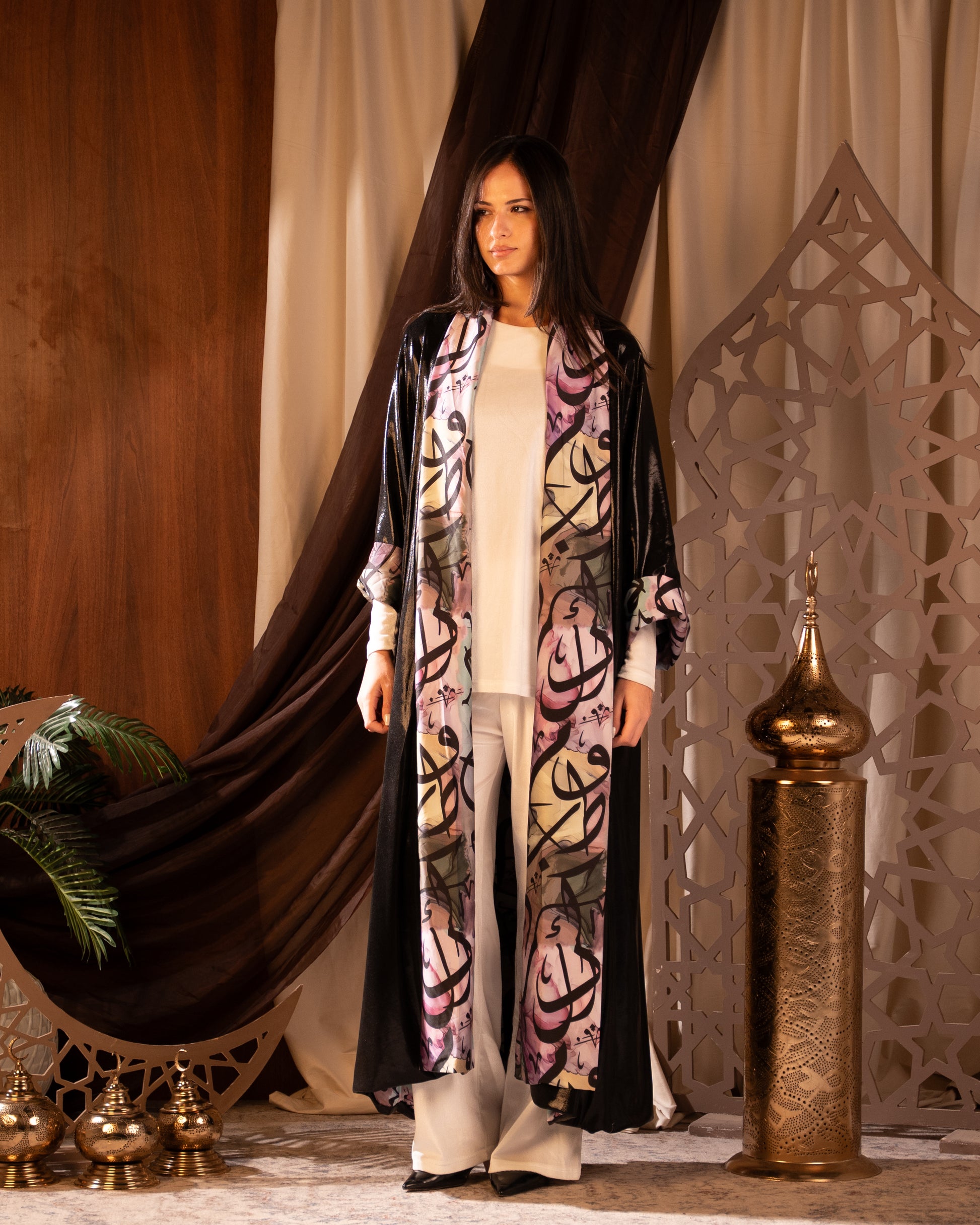 Double face metallic kaftan