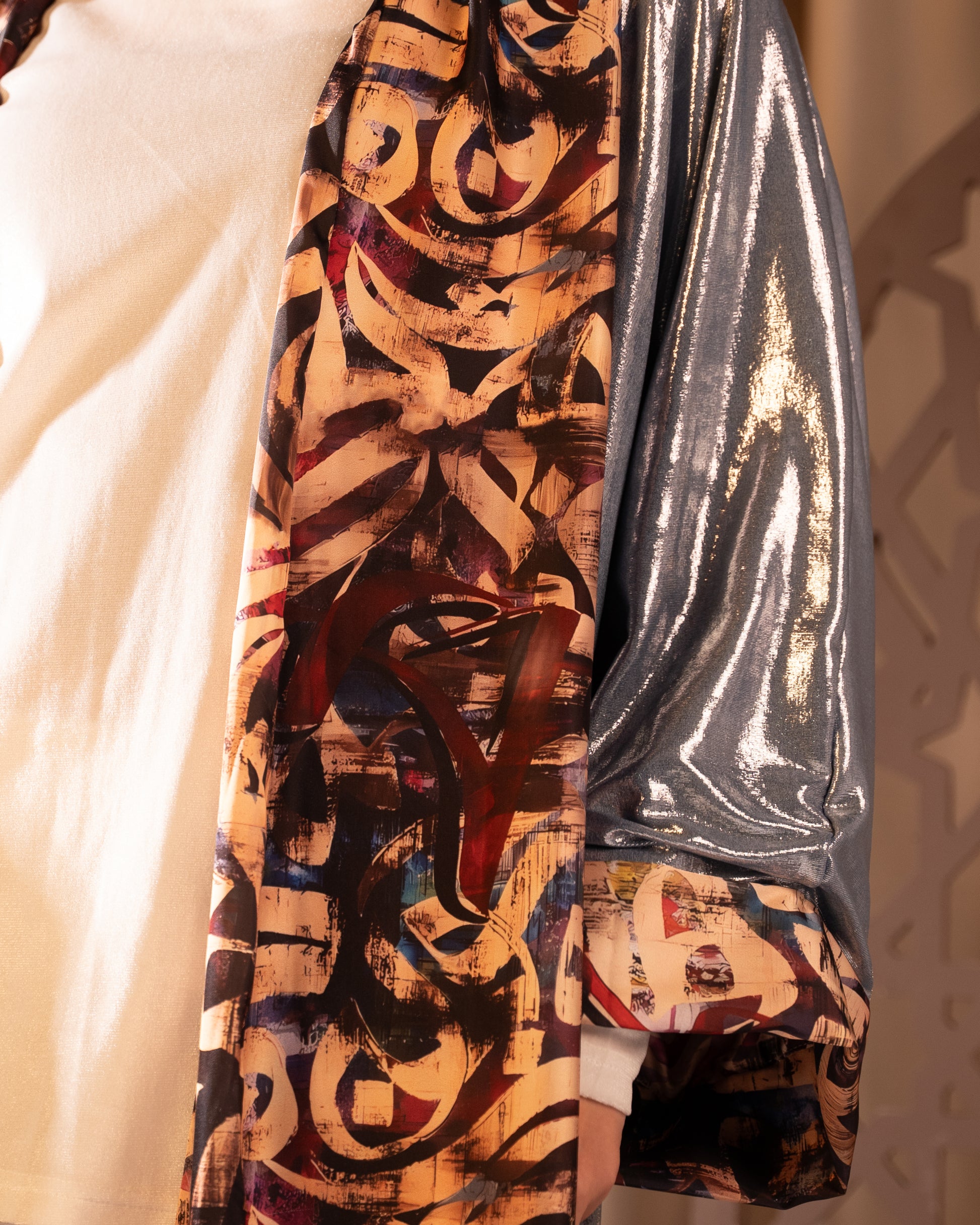 Double face metallic kaftan