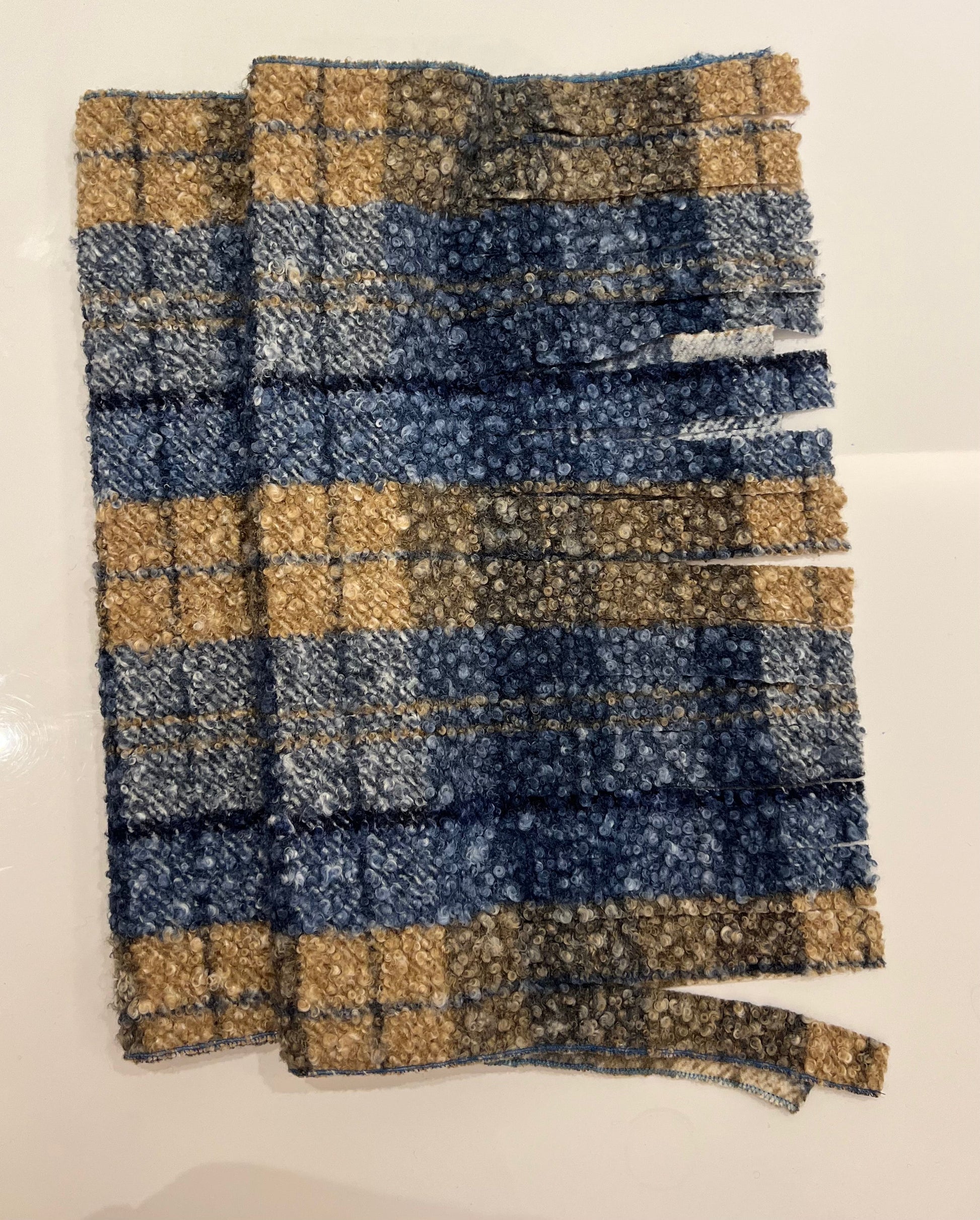 Plaid Bouclé Scarf - Blue Plaid