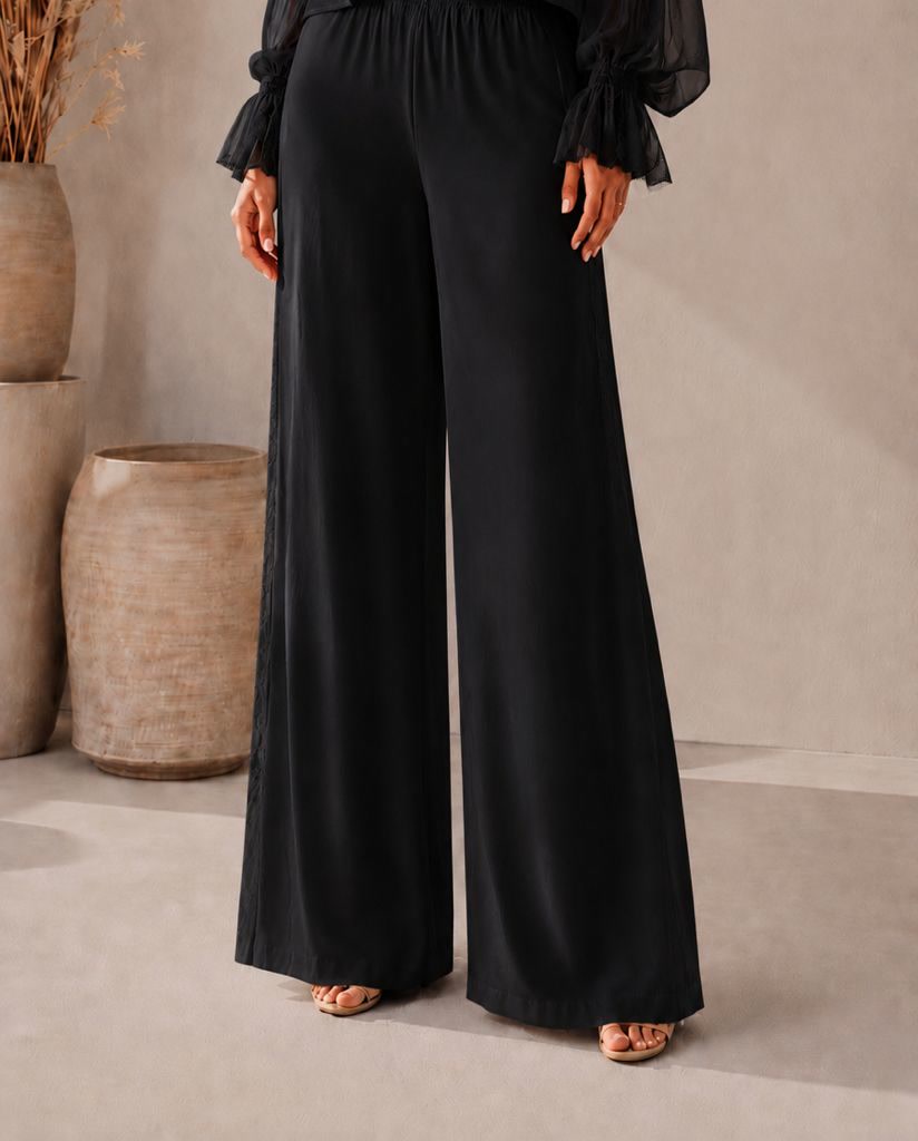 بنطلون واسع - Black - pants detail